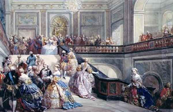 Fete at the Chateau de Versailles on the occasion of the Marriage of the Dauphin in 1745 Oil Painting by Eugene Louis Lami