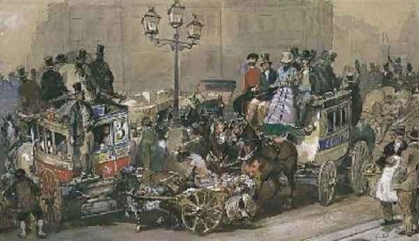 Ludgate Circus Oil Painting by Eugene Louis Lami