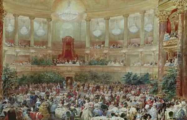 Dinner in the Salle des Spectacles at Versailles Oil Painting by Eugene Louis Lami