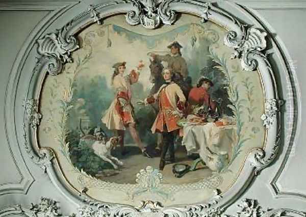 Chantilly in the 18th Century the Hunt Meal Oil Painting by Eugene Louis Lami