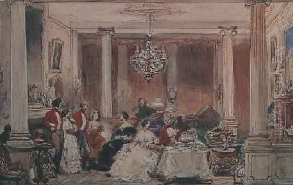 Interior of Colworth House Bedfordshire Oil Painting by Eugene Louis Lami