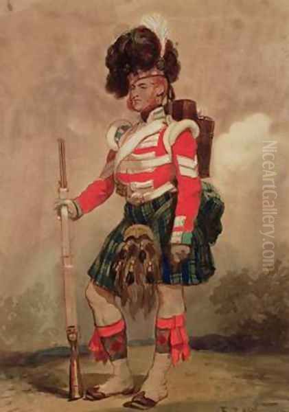 A Soldier of the 79th Highlanders at Chobham Camp in 1853 Oil Painting by Eugene Louis Lami