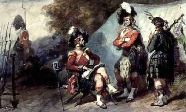 Officers of the 79th Highlanders at Chobham Camp Oil Painting by Eugene Louis Lami