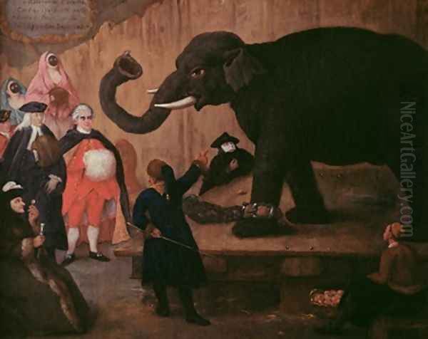 An Elephant Shown in Venice Oil Painting by Pietro Longhi