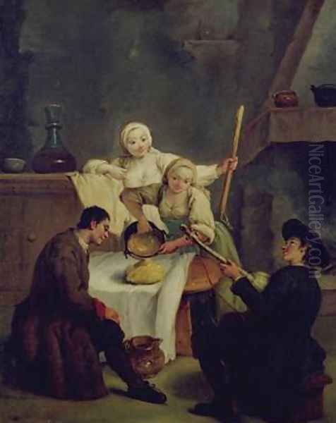 Preparing the Polenta Oil Painting by Pietro Longhi