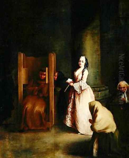 The Confession 1755 2 Oil Painting by Pietro Longhi