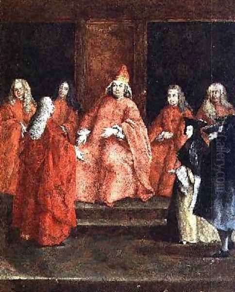 The Doge Grimani on his Throne Oil Painting by Pietro Longhi