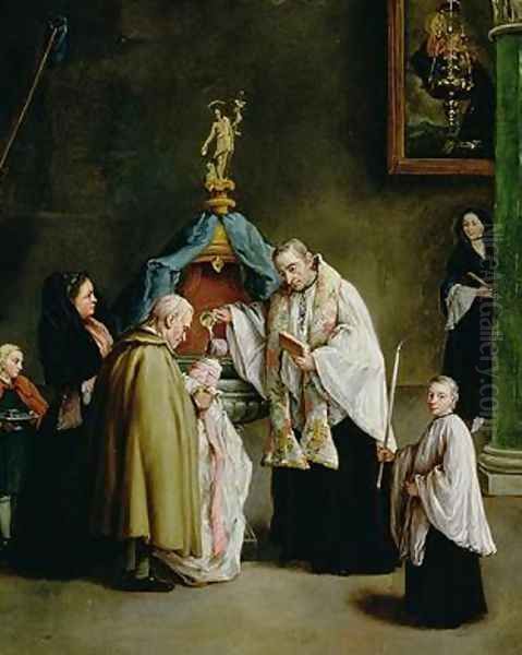 The Baptism Oil Painting by Pietro Longhi