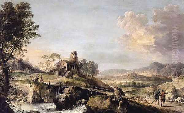 Pastoral Landscape with Figures Oil Painting by Jean-Baptiste Lallemand