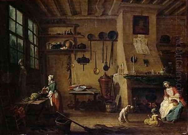 The Bourgeois Kitchen Oil Painting by Jean-Baptiste Lallemand