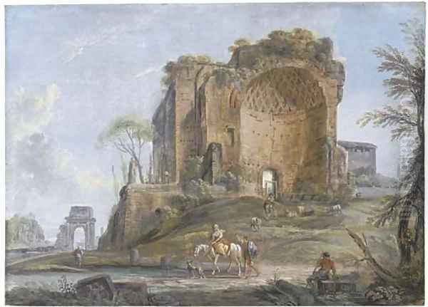 The Baths of Caracalla Oil Painting by Jean-Baptiste Lallemand