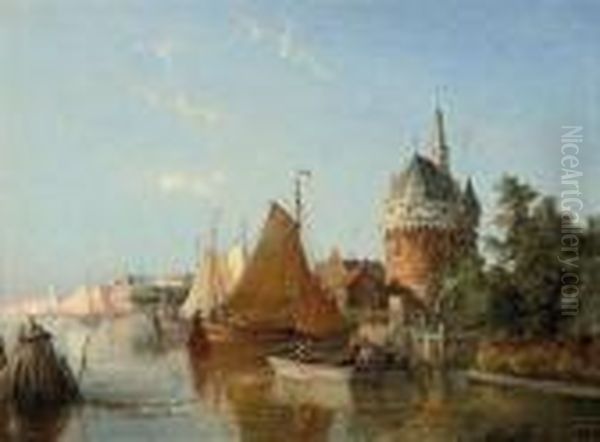 Rowing Out At Hoorn, Holland Oil Painting by William Raymond Dommersen