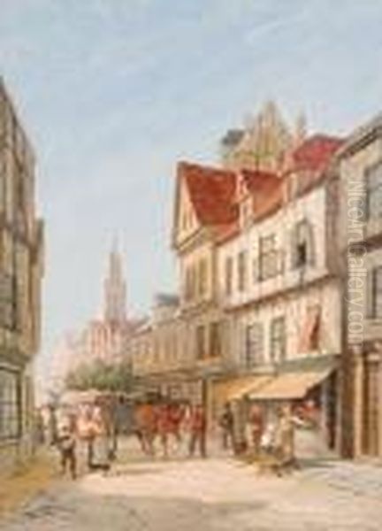 Rue Du Bac, Rouen Oil Painting by William Raymond Dommersen