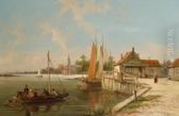 On The Amstel Oil Painting by William Raymond Dommersen