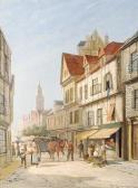 Rue Du Bac, Rouen Oil Painting by William Raymond Dommersen