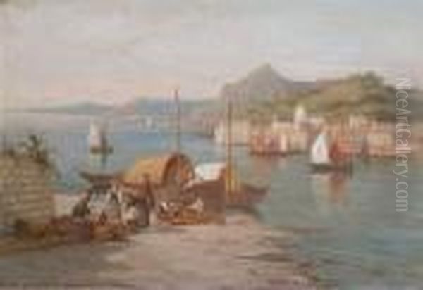 Italian Coastal View Oil Painting by William Raymond Dommersen