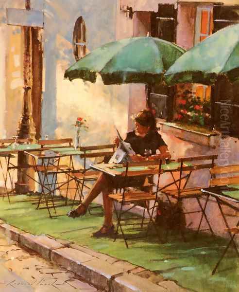 Only A Rose At Cafe Rose Oil Painting by Raymond Leech