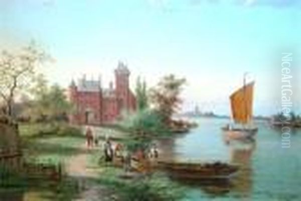 Zaandoort Am Mass Oil Painting by William Raymond Dommersen