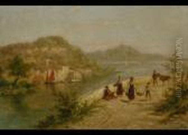 Italienische Kustenlandschaft Oil Painting by William Raymond Dommersen