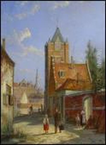 Street Scene Oil Painting by William Raymond Dommersen