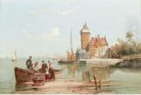 The House De Emm, Amsterdam; Zerekzee On The Scholdt Oil Painting by William Raymond Dommersen