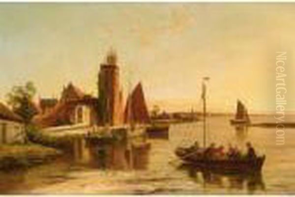 The Lighthouse Tholen On The Scheldt Oil Painting by William Raymond Dommersen