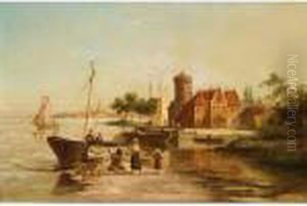 On The River Amstel Oil Painting by William Raymond Dommersen