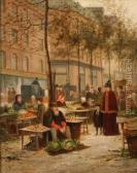 The Vegetable Market Oil Painting by William Raymond Dommersen