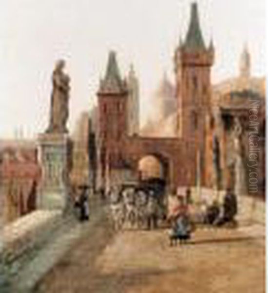 Charles Bridge, Prague Oil Painting by William Raymond Dommersen