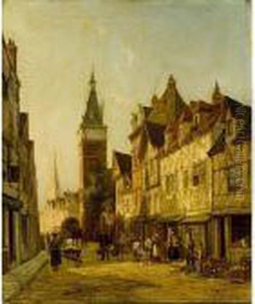 Rue Delle Cicogne, Dieppe Oil Painting by William Raymond Dommersen