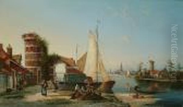 Bringing In The Nets Oil Painting by William Raymond Dommersen