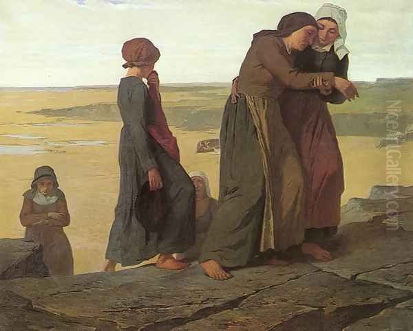 The Widow (The Fisherman's Family) 1865 Oil Painting by Evariste Vital Luminais