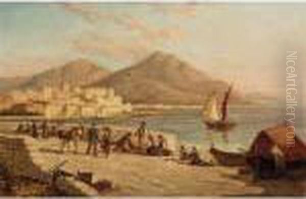 Italian Coastal Scene Oil Painting by William Raymond Dommersen