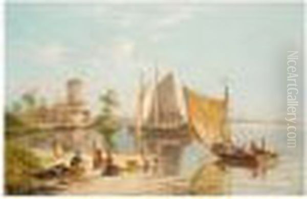 Schiedam On The Sheldt; Enkhuizen-zee Oil Painting by William Raymond Dommersen