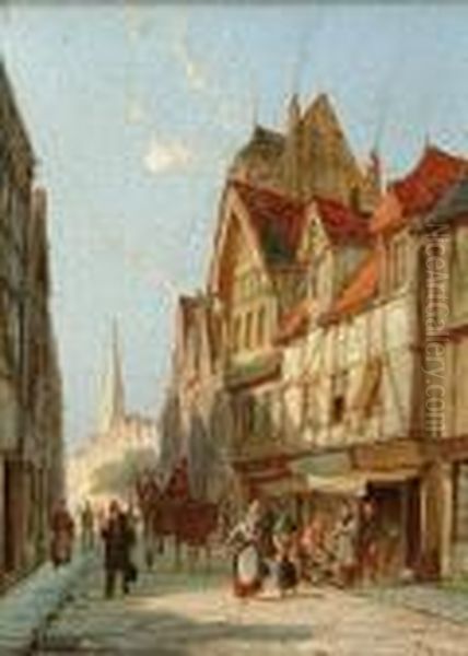 Rue De Bac, Rouen Oil Painting by William Raymond Dommersen