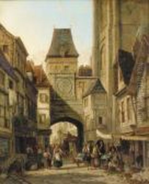 The Clock Tower, Rouen Oil Painting by William Raymond Dommersen