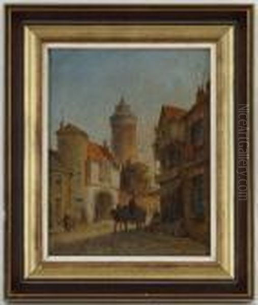 Ruelle Animee A Bruges? Oil Painting by Pieter Cornelis Dommershuijzen