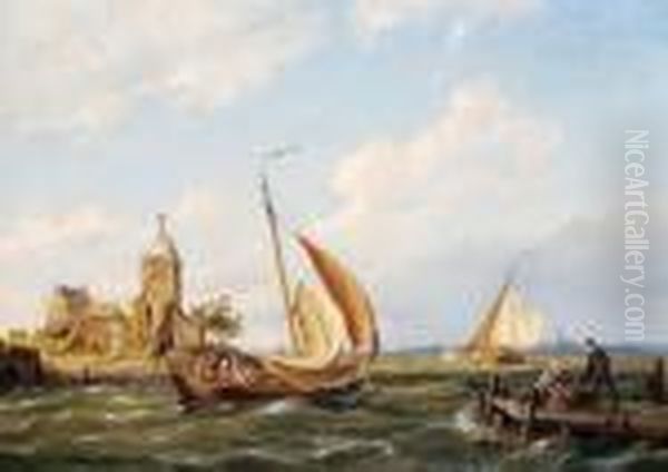 On The Isle Of Tholen, Holland Oil Painting by Pieter Cornelis Dommershuijzen