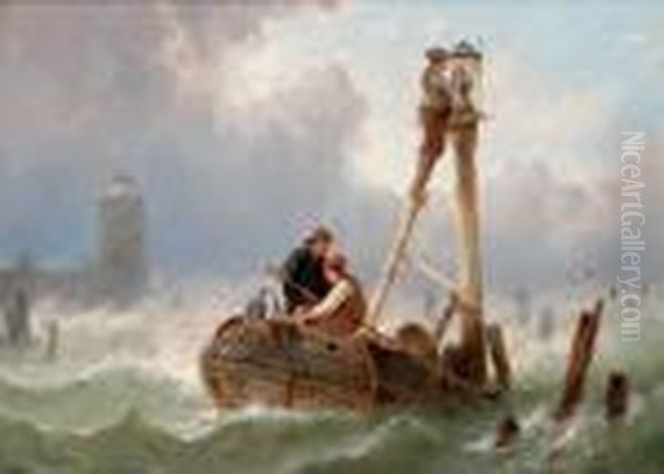 Fyrvakterna Oil Painting by Pieter Cornelis Dommershuijzen