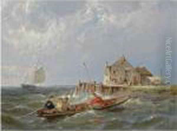 Fishermen Off Durgerdam Oil Painting by Pieter Cornelis Dommershuijzen