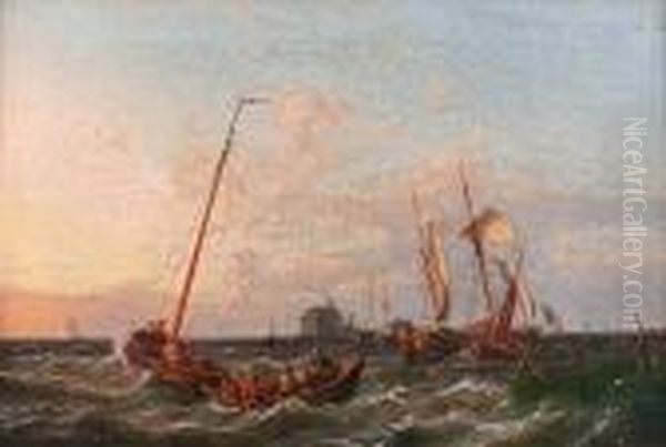 View On The Scheldt Oil Painting by Pieter Cornelis Dommershuijzen