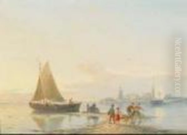 Esdorp On The Dollart, Holland Oil Painting by Pieter Cornelis Dommershuijzen