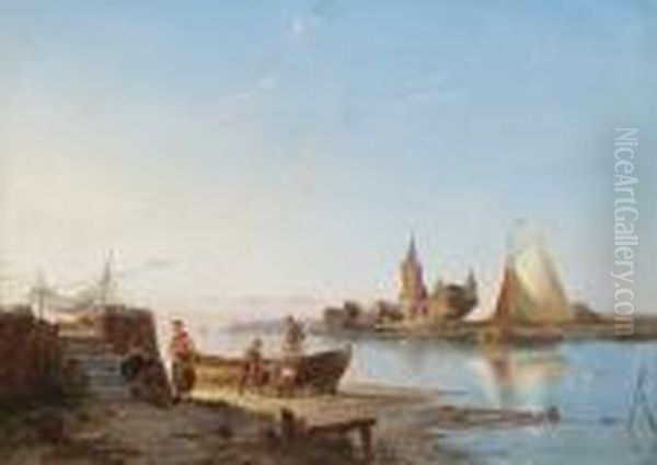 Amersfoord; Elburg On The Zuiderzee Oil Painting by Pieter Cornelis Dommershuijzen