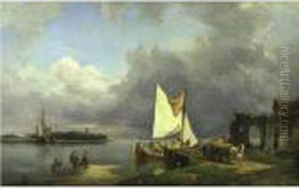 On The Scheldt, Holland Oil Painting by Pieter Cornelis Dommershuijzen