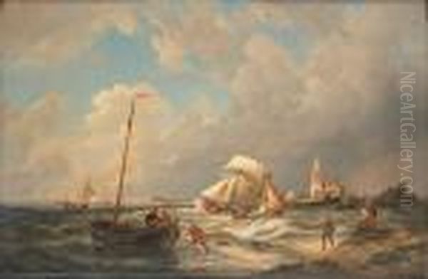 Harderwyk On The Zuider Zee Oil Painting by Pieter Cornelis Dommershuijzen