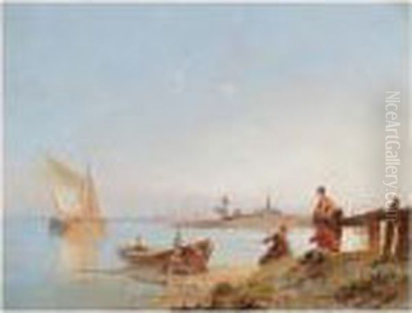 A River Scene In Holland Oil Painting by Pieter Cornelis Dommershuijzen