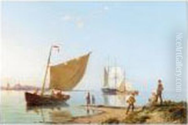 Oosthuizen On The Zuiderzee, Holland Oil Painting by Pieter Cornelis Dommershuijzen