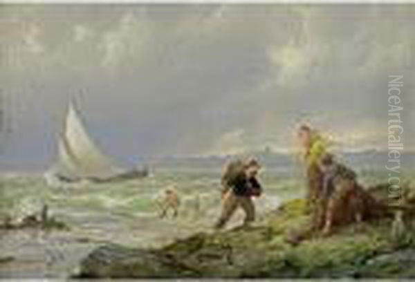 Stormy Weather Of The Coast Oil Painting by Pieter Cornelis Dommershuijzen