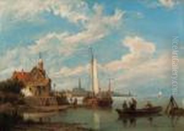 Flushing (vlissingen); And Amsterdam Oil Painting by Pieter Cornelis Dommershuijzen