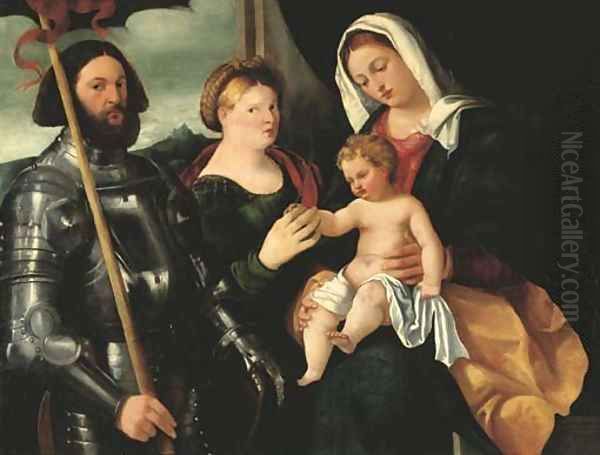 The Madonna and Child with Saints Catherine of Alexandria and George Oil Painting by Bernardino Licinio